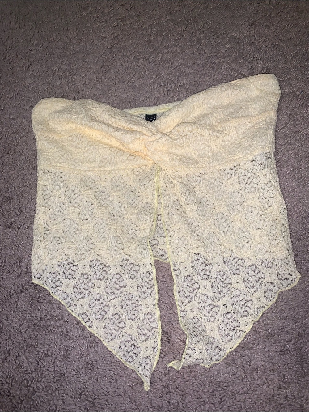 Yellow Lace Strapless Bandeau Scarf Top